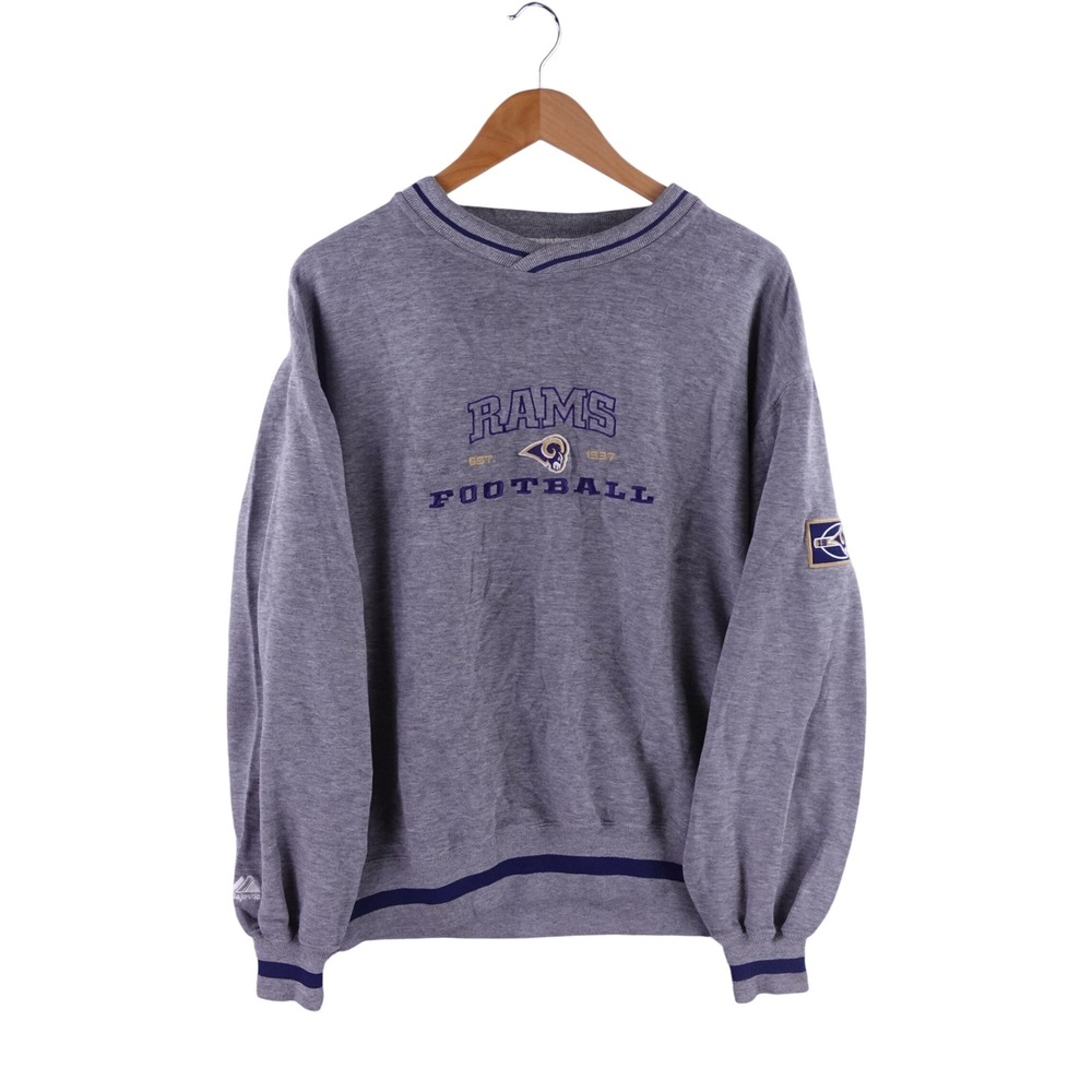 Vintage Majestic LA Rams Football Sweatshirt Mens Large Gray NFL Pullover 8136